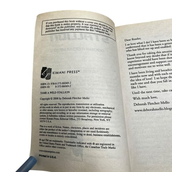 Tame A Wild Stallion By Deborah Fletcher Mello 2008 Paperback Kimani Romance Nov - Picture 3 of 12